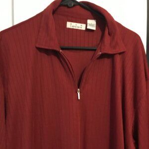 Ron Chereskin half zip shirt, new condition, burgundy, 10" sleeves